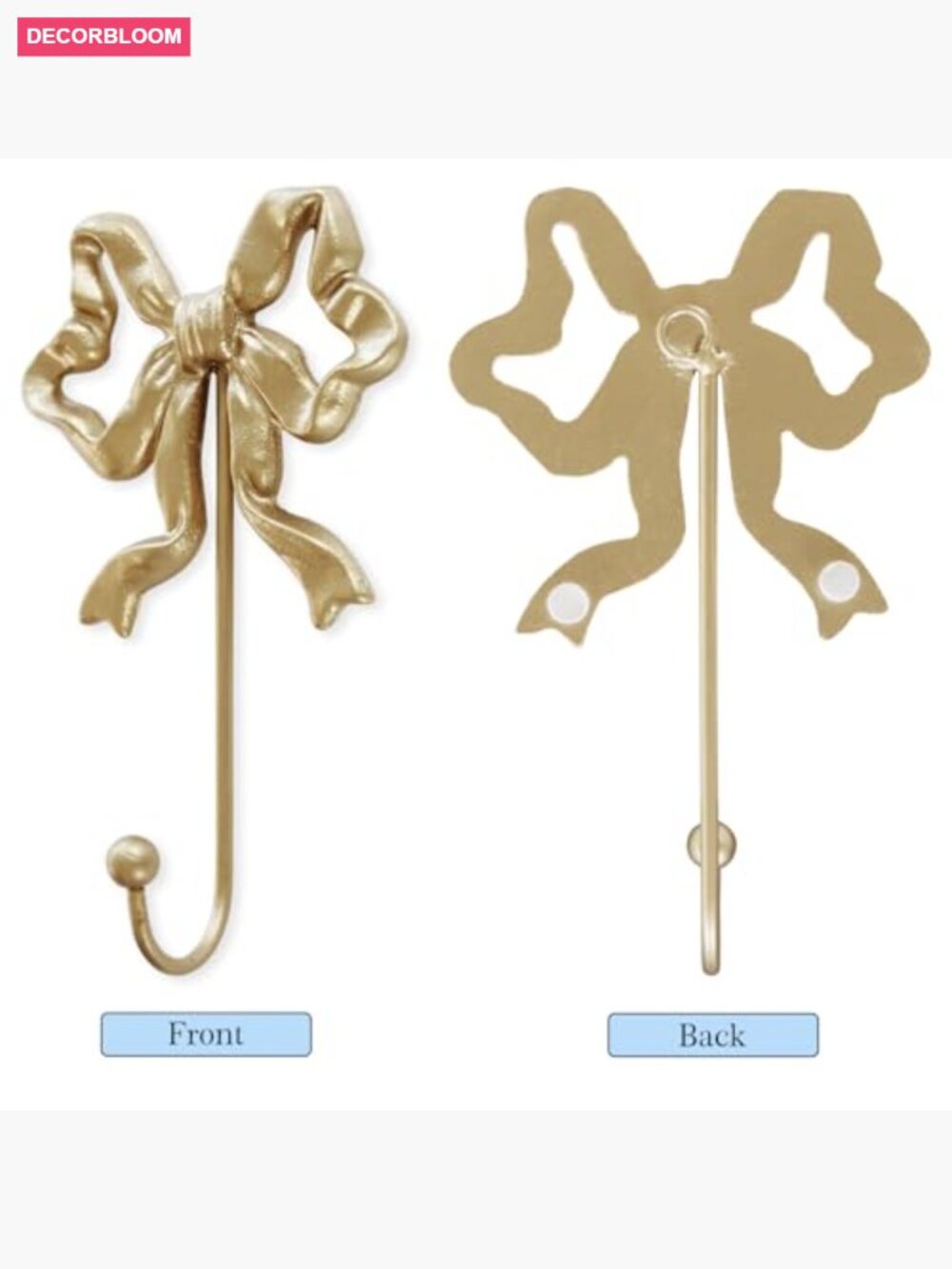 Antique Gold Single Bow Wall Hook - Cast Iron, Heavy Duty, 4.1x6.5 inches - Picture 5 of 7